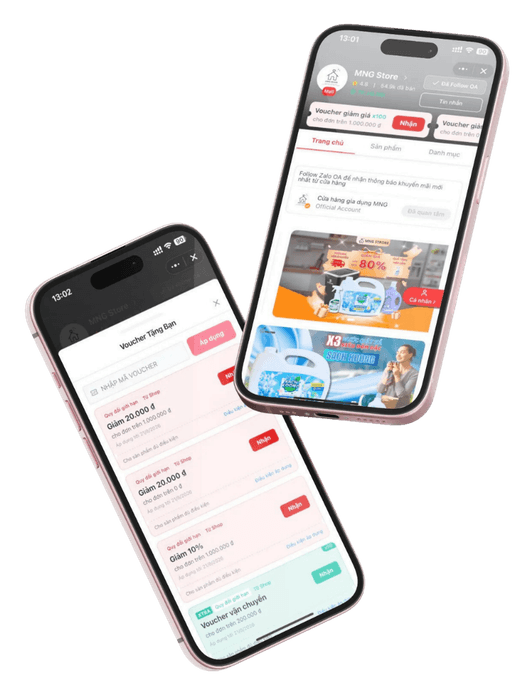 iPhone 15 hiển thị Zalo Mini-App MNG Store